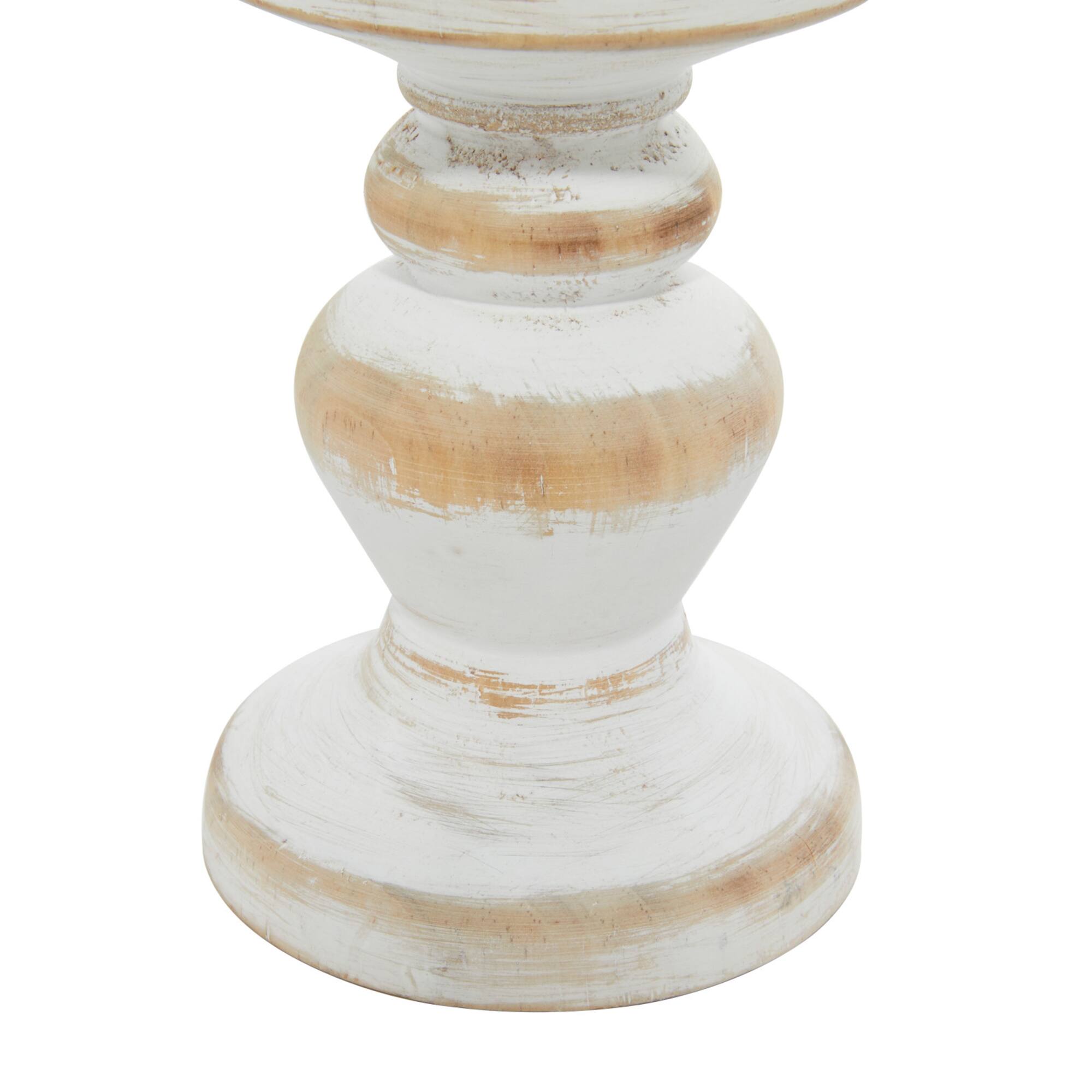 White Wood Farmhouse Candle Holder Set